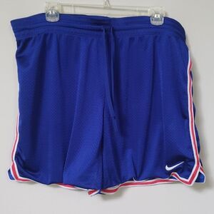 Nike Shorts Mens Large Woven Basketball Vintage Style Blue Mesh Red White Trim